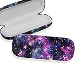 WIRESTER Hard Shell Eyeglasses Case, Clamshell Sunglasses Holder Protective Cover with Microfiber Cloth - Purple Nebula Galaxy