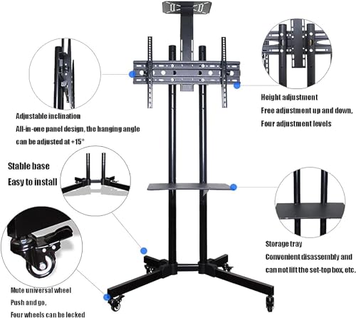 Soporte móvil para TV con ruedas universal, 32-65 pulg miniatura 4