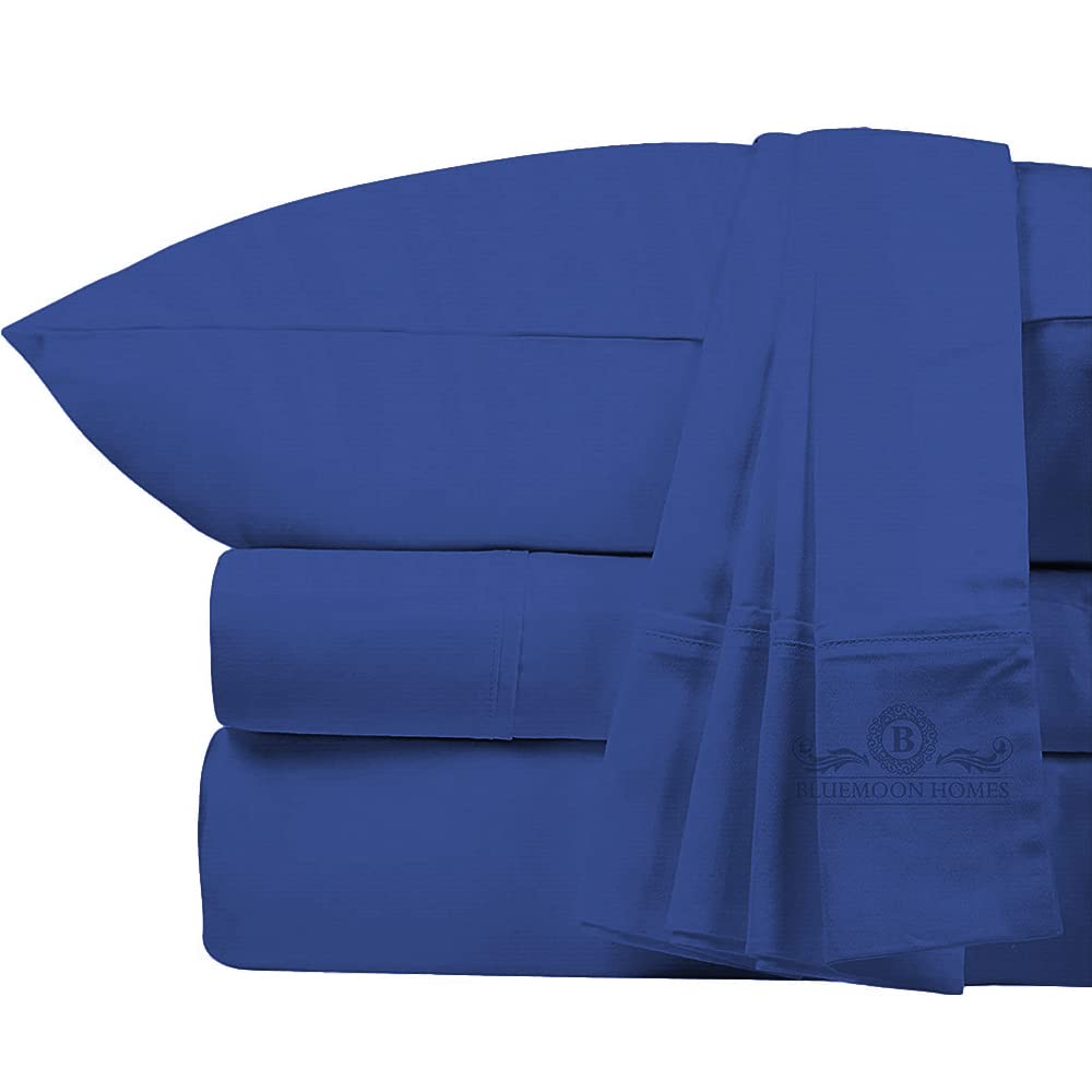Queen Sheet Set Egyptian Cotton 800 Thread Count 100% Cotton Sheets Extra Long-Staple Queen Sheets, Fits Mattress Upto 16'' Deep Pocket, Sateen Weave, Soft Cotton Bed Sheets Set(Royal Blue)