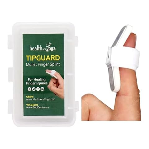 HealthAndYoga™ TipGuard Bendable Finger Splint for Mallet Finger Deformity -Post-Surgical Care- Adjustable Straightener -Trigger Finger Brace - 2 Sizes Set Cover