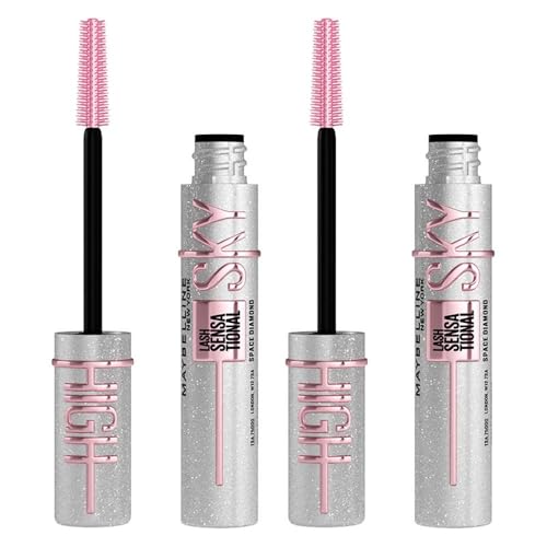 Maybelline DOUBLE Sparkle Mascara, Lash Sensational Sky High Volumizing & Thickening, Eyelash Lengthening, Flake-Free Formula, Washable Coloured Mascara, Full Volume Mascara, Colour: Space Diamond