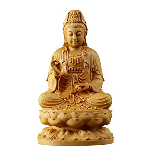 Kwan-Yin Guanyin Sculpture Zen en Bois pour Déco de Salon