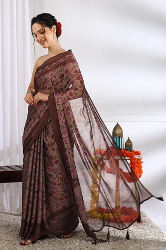 Image of MIRCHI FASHION Saree for Woman | Chiffon Floral Printed Breathable Occasional Sari with Blouse