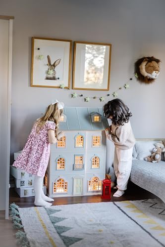 Little Forest Animals Wooden Dollhouse - 65+ Pieces Furniture and Accessories - Large 4-Story Wooden Doll House with Modern Decor