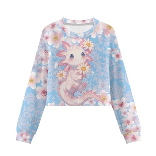 Crop Tops for Kids Girls Cropped Sweatshirt Long Sleeve Tops Crewneck Loose Fit Fall Shirts Pullover Size 5-142