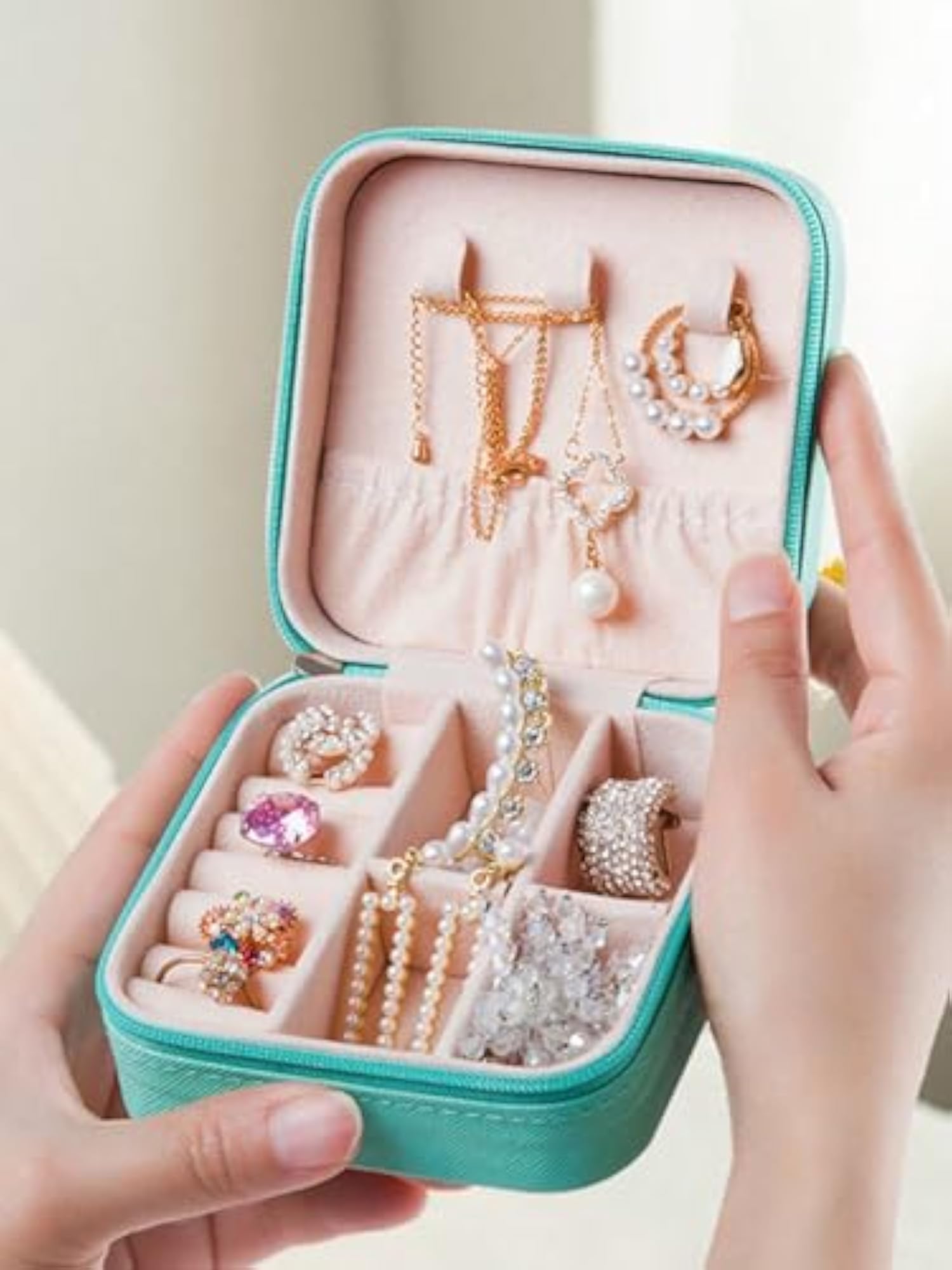 PU Leather Jewellery Organizer Storage Case for Rings, Earrings, Necklace