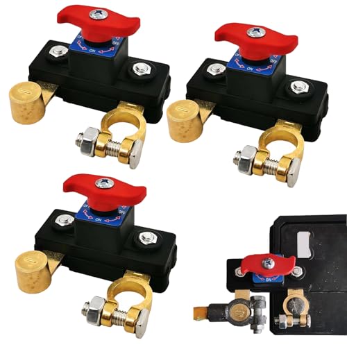 Universal Battery Disconnect & Leak Protector 12/24v Car Battery Terminal Protector Car Battery Isolation Switch Automatic Manual Circuit Breaker Protector (3PCS)