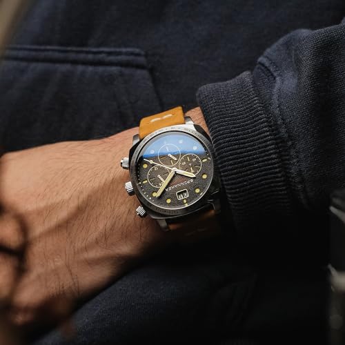 Image of Spinnaker Men's 42mm Hull Chronograph Watch with Leather Strap SP-5068