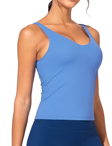 Image of THE GYM PEOPLE Women's Longline Sports Bra Wirefree Padded Workout Yoga Tank Top