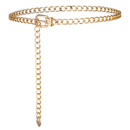 Gold Waist Chain Belt Gold Chain Belts for Women Adjustable Dress Belt Fashion Chunky Chains Belts for Dress Body Waist Link Chunky Chains for Jeans Dresses
