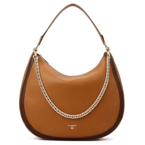 Image of Da Milano Leather Shoulder Bag for Women - Brown (Large) (LB-00317OL)
