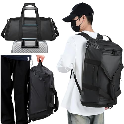 Image of CAVALO - Be Unique 3-in-1 Convertible Gym Bag Backpack for Men & Women | Waterproof Travel Duffle Bag with Shoe Compartment & Luggage Trolley Sleeve | Cabin Luggage Trekking & Weekend Bag (Black)