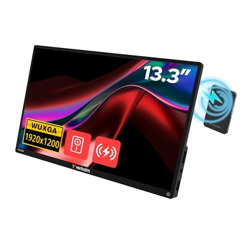 Verbatim PMT-13, Portable Touchscreen Monitor 13,3' aus Aluminium mit Powerbank 5000mAh, mobiler Full HD Bildschirm f&uuml;r Laptop, Tablet, Smartphone, PS5, Nintendo Switch mit USB-C sowie HDMI-Anschluss