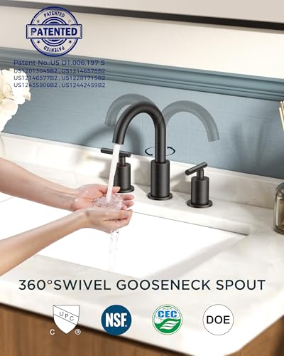 Image of FORIOUS Oil Rubbed Bronze Bathroom Faucets 3 Hole, 8 in Widespread Bathroom Sink Faucet Bronze with Pop Up Drain, 3 Piece Vanity Faucet ORB with 24 inch CUPC Supply Hoses, 6 inch to 10 inch Sink Restroom Remodel