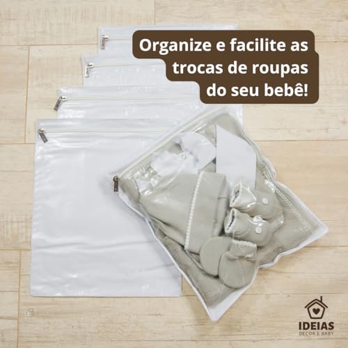 Kit 5 Pçs Saquinhos Maternidade Plástico Impermeável para Roupas de Bebê | Sacos Maternidade para Tr