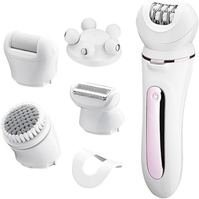 Osmo Epiluxe Epilierer Haarentferner 5-in-1, epilierer damen für glatte Haut trockene & nasse Anwendung, Langanhaltende Haarentfernung, für Gesicht und Körper (Weiß)