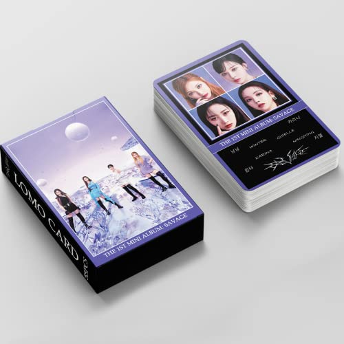Aespa Photo Cards 55PCS AESPA SAVAGE New Album LOMO Cards aespa Photocard KPOP Postcards aespa merch Gift for Fans Daughter