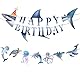 NATOSU Hai-Happy-Birthday-Banner-Set – Partyzubehör mit Meeresthema für Kinder und Jungen. Hai-Geburtstagsbanner und Meerestier-Banner. Strand, Unter dem Meer-Motto-Party-Dekorationen