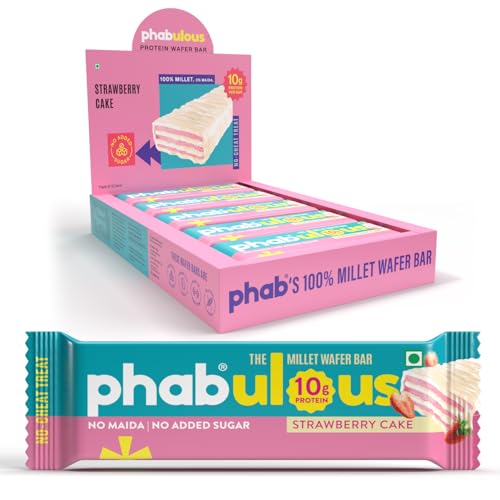 Image of Phab Protein Wafer Bar Strawberry Flavour - No Maida Only Millets (Bajra) | 10g Protein With No Added Sugar, No Preservatives, No Trans Fat | Gluten-Free Healthy Snack | Desk-to-Gym Snack