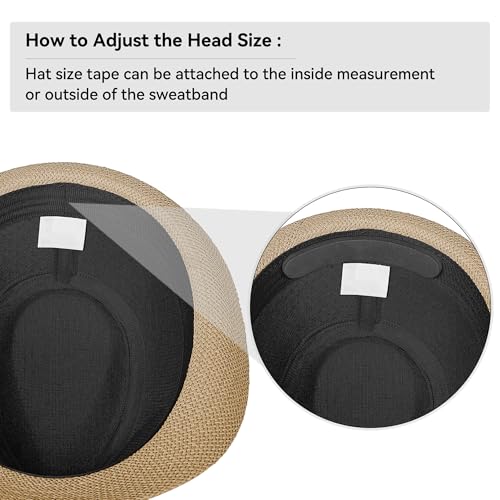 Image of Straw Trilby Fedora Hat for Men Women 1920s Panama Hat Short Brim Summer Beach Sun Hat with Band