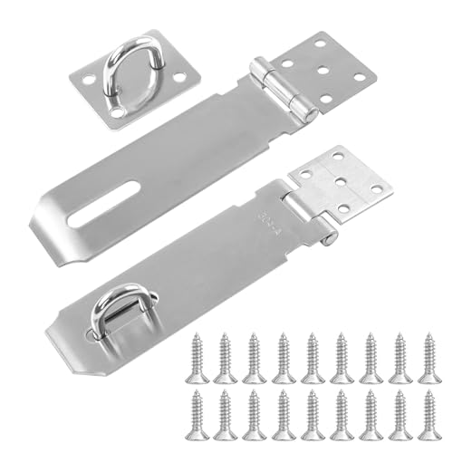 XIATIAN Sicherheits Überfalle, 2 Stück 5 Zoll Schwerlast Vorhängeschlosser Haspen, Edelstahl Türschloss Verschluss Tür Haspen, Türschloss Haspe mit Schrauben, für Schrank, Garagentor (Silber)