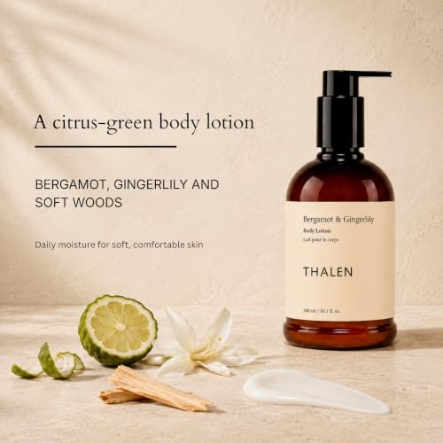 Image of Thalen Bergamot and Gingerlily Body Lotion with Niacinamide, Kakadu Plum & Shea Butter, Daily Moisturiser for All Skin Types, Vegan, 300 ml