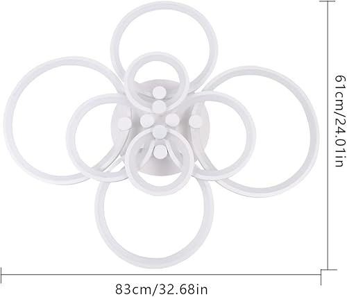 Miniatura 3 de OUKANING Luces de techo LED con control remoto, lámpara de araña de anillo circular de 8 cabezales, accesorio de iluminación empotrado, atenuación