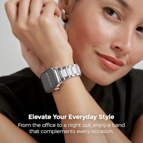 Image of My Pretty Strap - Compatible Apple Watch Band Strap, Stainless Steel Fashion iWatch Replacement Strap- Easy Resizing, No Tool Needed, Fits Most Wrists- Series 1-11, SE and Ultra
