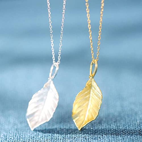 Collier d'automne et ensemble de boucles d'oreilles feuille en argent S925 à offrir - 2