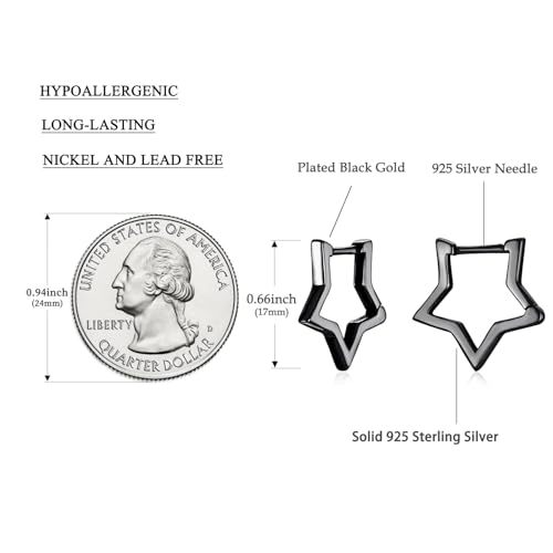 Image of BISAER Silver Huggie Hoop Earrings for Women, 925 Sterling Silver Post Star Small Hoop Earrings Hypoallergenic Lightweight Everyday Jewelry Gift Cute