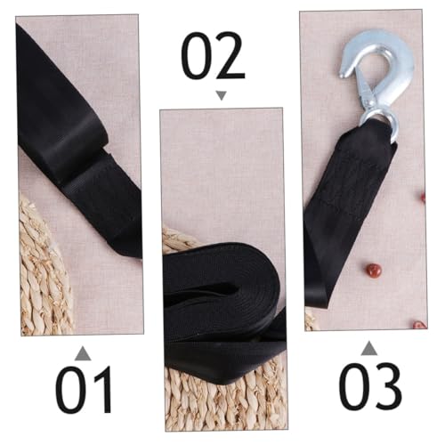Sangle de treuil marin en polyester haute densité noire avec crochet
