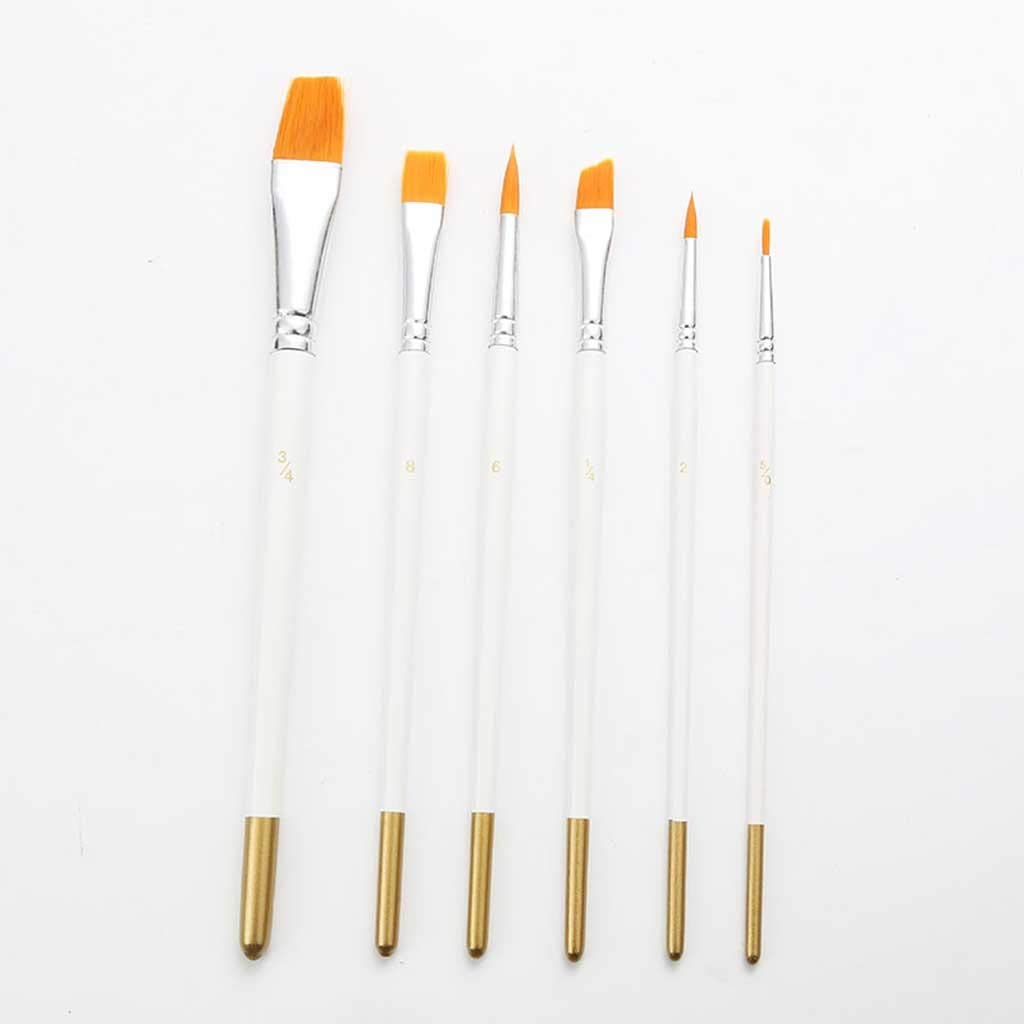 Pennello per Pittura, Penna per Acquerello, Disegno, Multifunzione, in Nylon Bianco, per Pittura, 6 Pezzi/Set, pennelli per Pittura, Manico in Legno.
