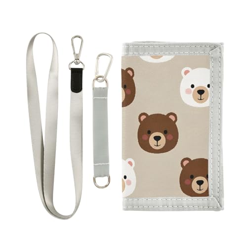ALAZA Kids Wallets for Boys Girls Toddler Trifold Wallet Children Small Bear Oat Color with Zipper Coin Pocket