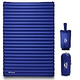 Double Camping Sleeping Pad, Ultralight Waterproof Inflatable 2-Person Sleeping Mat with Inflation Bag, Lightweight Portable Air Mattress for Outdoor Backpacking Hiking Car Traveling Tent (Navy)