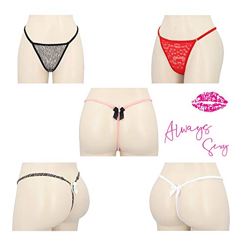 Besame G-String Thong Women Panties Underwear 5 Pack (Muticolor - One Size) #TOP4