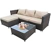 Brown Rattan+light Brown Cushion