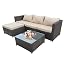 Brown Rattan+light Brown Cushion