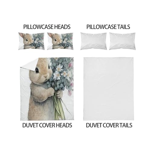 Housse de couette Super King Le Lapin microfibre imprimé animal 260x220cm - 4