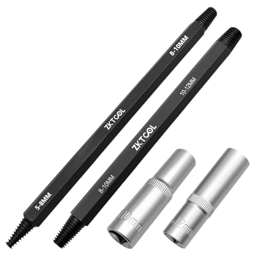 ZKTOOL 4~12 MM pour l'Extraction de Bougies d'Allumage Cassées, Taraud à Filetage Inversé, Utilisé pour Retirer Les Bougies d'Allumage Bloquées ou...