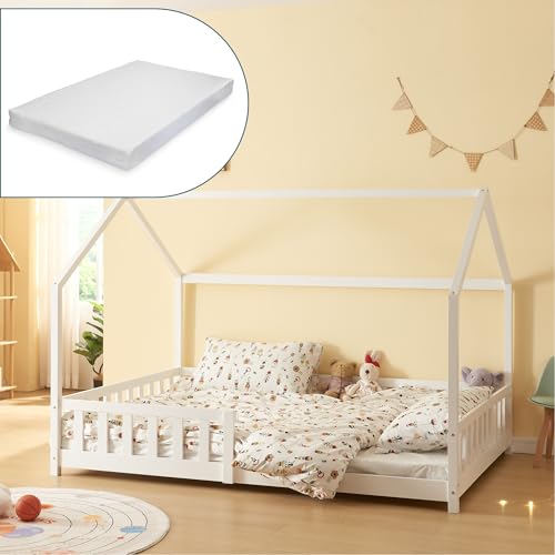 [en.casa] Kinderbett Hesel mit Matratze Hausbett Jugendbett Bettenhaus...