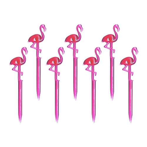 Food Pick and Cocktail Garnish Stick, Reusable Plastic Drink Sticks, 72 Fun Food Picks, Use as a Cocktail Stick or Fancy Toothpick, Luau, Hawaiian Party and Pink Flamingo Decorations, 4.5 inch