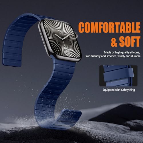 Image of SNBLK Magnetic Watchband Compatible with Apple Watch for Men 44mm 45mm 46mm 49mm 42mm 41mm 40mm 38mm Women, Silicone Sport Strong Magnet Strap for iWatch Series 11 Ultra 3 Ultra 2 Se 10 9 8 7 6 5 4 1
