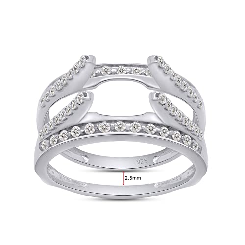 SAVEARTH DIAMONDS 0.45 CT Round Cut Lab Created Moissanite Diamond Combination Cathedral and Classic Enhancer Ring Guard In 14K Gold Over Sterling Silver For Women(VVS1 Clarity 0.45 Cttw)3