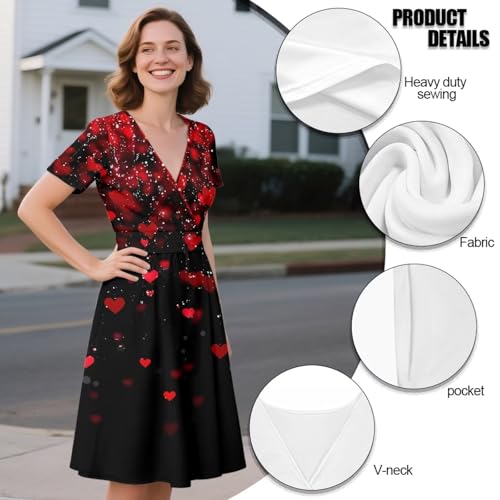 Image of Women's Summer Formal Dresses Short Sleeve Wrap V Neck Dresses Bridesmaid Wedding Guest Dress with Pockets