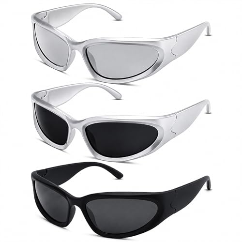 Lot de 3 Lunettes de Soleil Homme et Femme, Y2K...