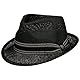 Lipodo Montreal Trilby Strohhut - Unifarbener Hut aus 100% Stroh - Eleganter Sommerhut mit Luftdurchlässigkeit - Für Damen und Herren - Frühjahr/Sommer schwarz XL (60-61 cm)