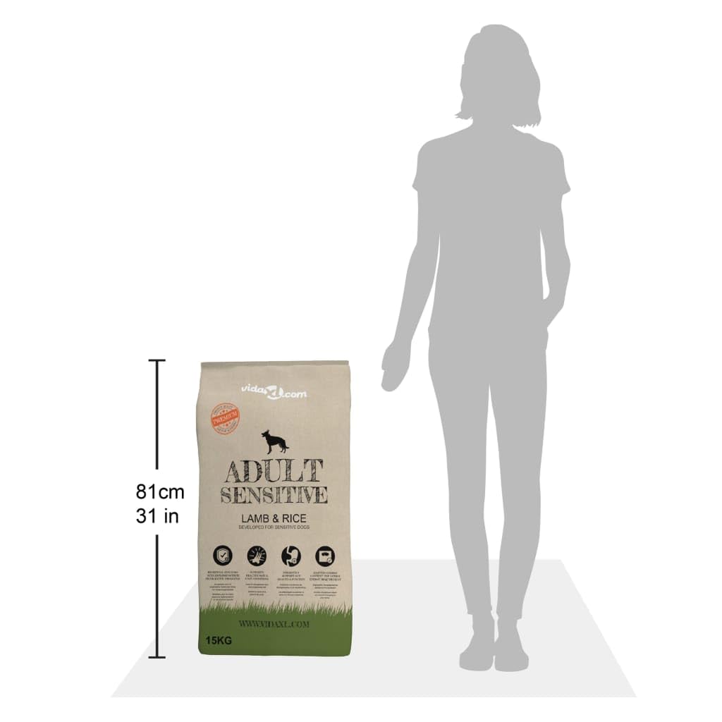 vidaXL 2x15kg Sacos de Comida Seca para Perros Lamb&Rice 30kg Pienso Mascotas