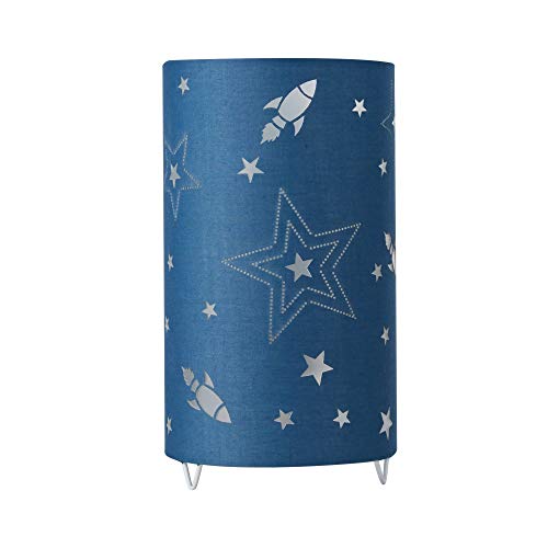 Pauleen 480.35 48035 Cute Universe Max. 20W Lum. à Poser pr amp. E14 Lampe chambr Enfant étoiles fusées Bleu 230V Métal/Tissu sans Ampoule