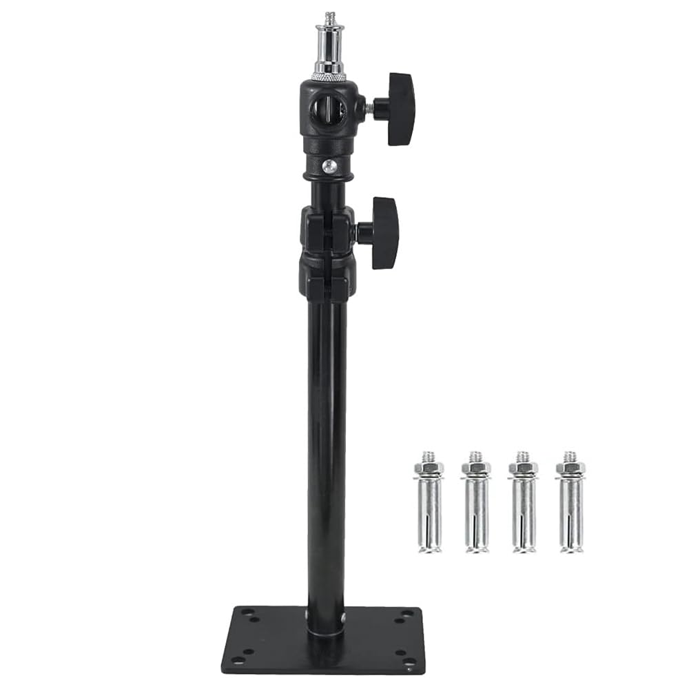 Stojak na lampę sufitową do montażu na ścianie 36-55 cm z uniwersalnym adapterem 1/10.2 cm do 3/20.3 cm ramię fotograficzne do studia fotograficznego, lampy błyskowej, światła pierścieniowego
