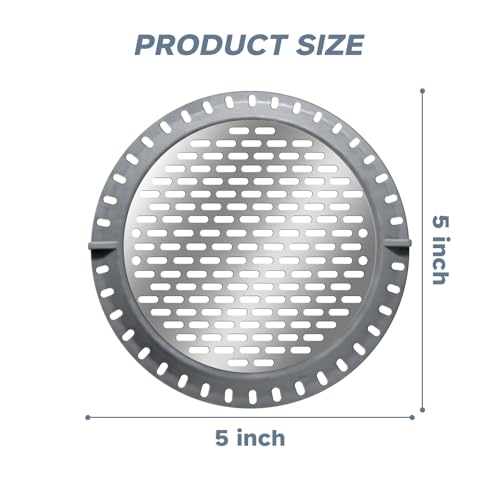 Tifanso Shower Drain Hair Catcher, 5" Shower Stall Drain Cover Hair Trap, Stainless Steel Bathtub Sink Strainer Cover with Silicone Rim, Round Flat Filter Screen Protector for Bathroom Floor - Thumbnail 2